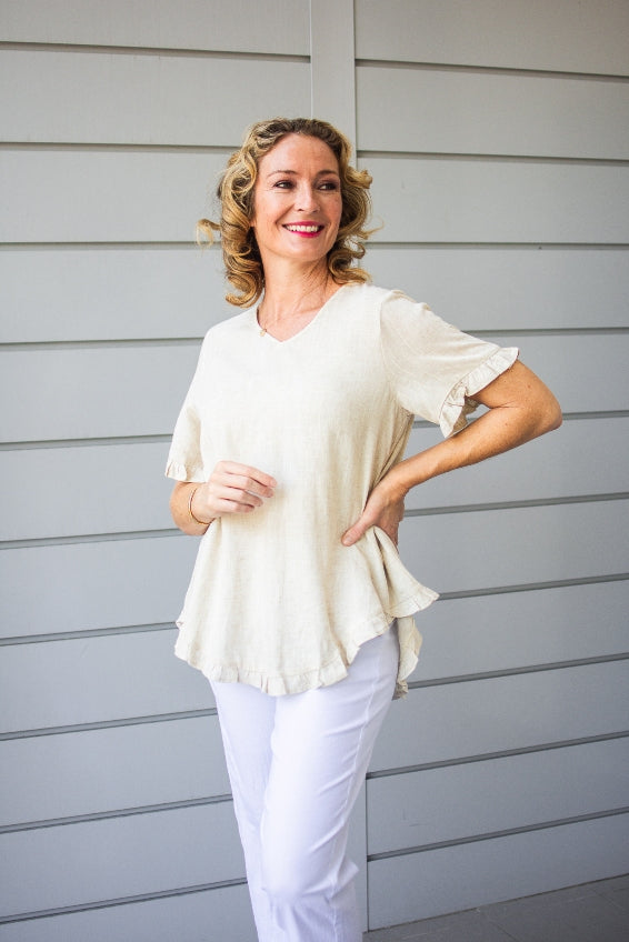 Frill Bottom Blouse - Wheat