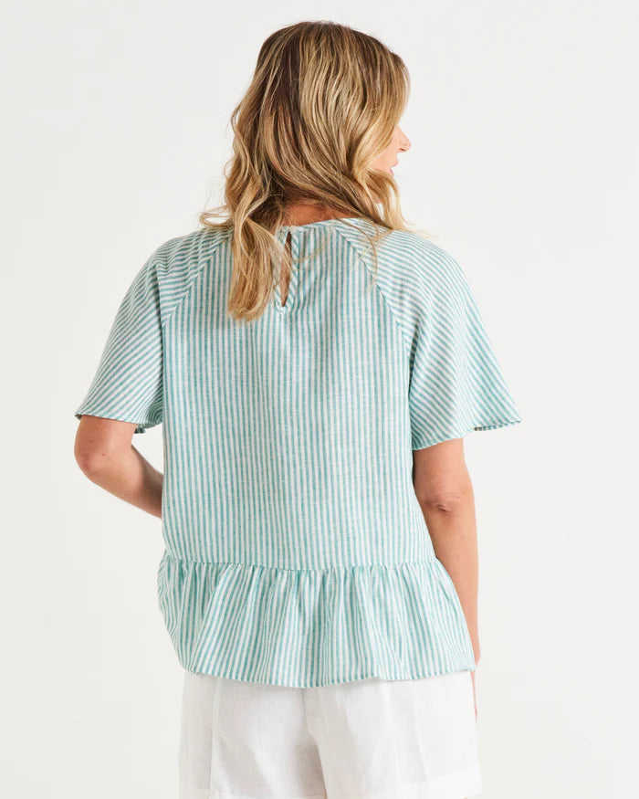 Cassandra Top - Green Stripe