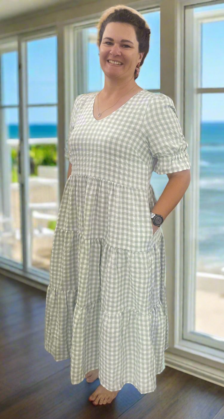 Sage Green Gingham Maxi
