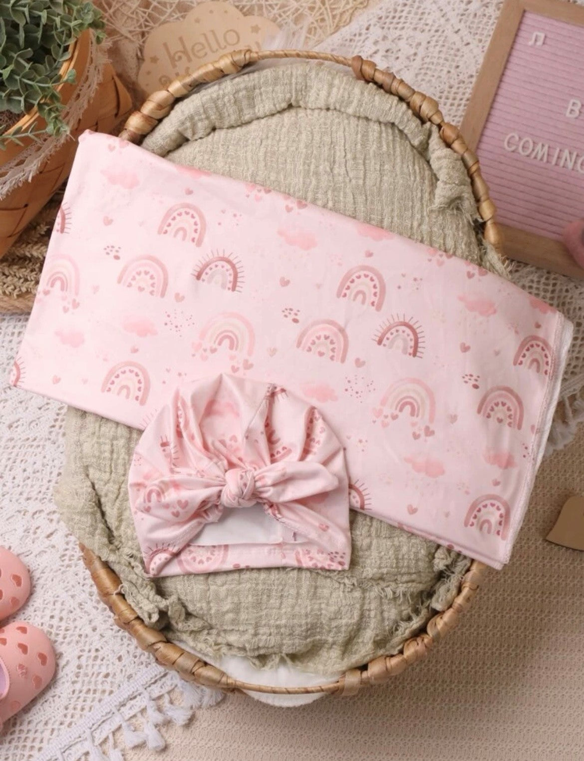 Nava Baby - Pink Rainbow Jersey Wrap Set