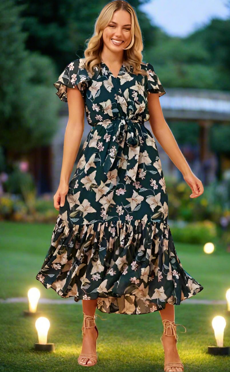 Dark Green Floral Maxi