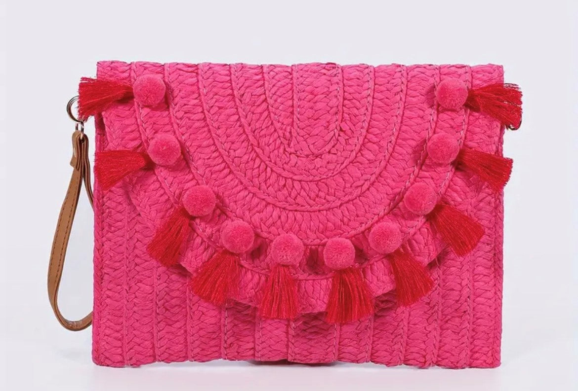 Rattan Woven Envelope Clutch