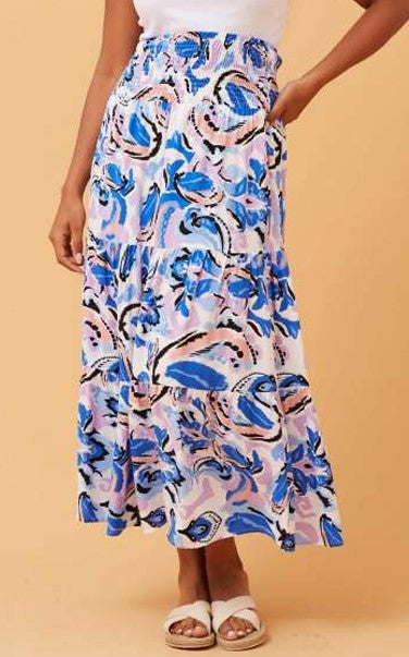 Blue Print Maxi Skirt