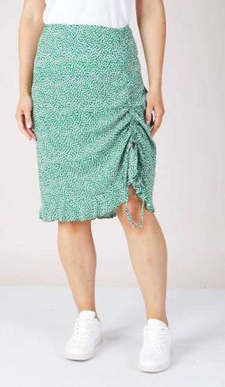 Green Shirred Detail Skirt