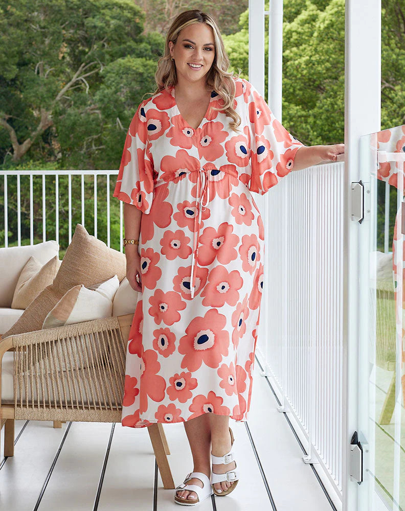 Valerie - Peach Floral Dress