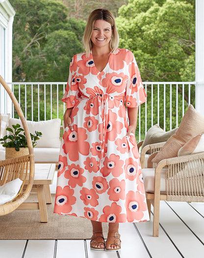 Valerie - Peach Floral Dress