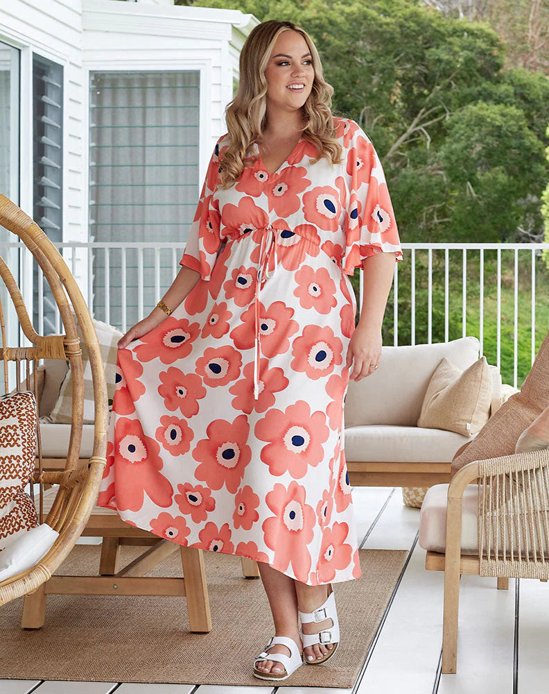 Valerie - Peach Floral Dress