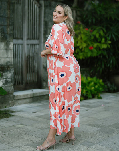 Valerie - Peach Floral Dress