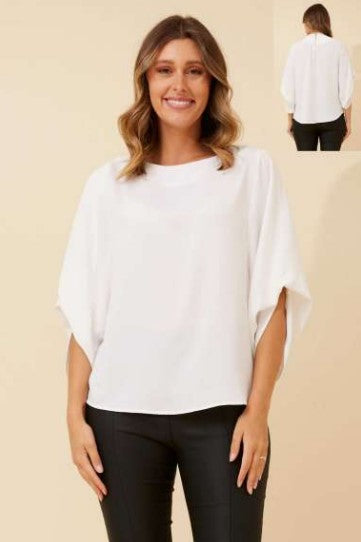 White Angle Sleeve Top