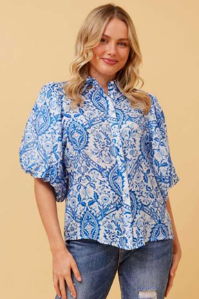 Blue and White Patterned Shirt