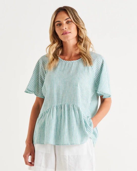 Cassandra Top - Green Stripe