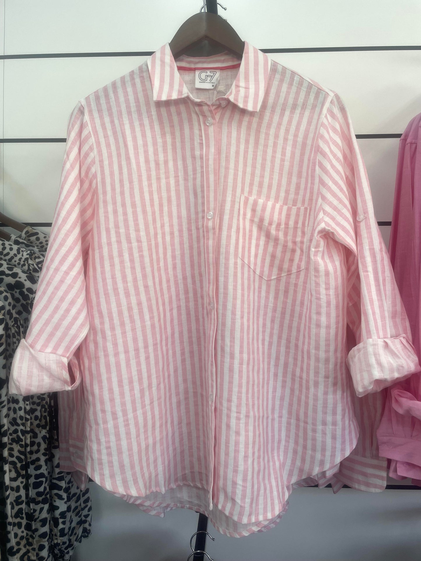 Pink Stripe Linen Shirt