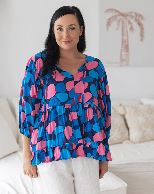 Gorgeous Blue Print Top