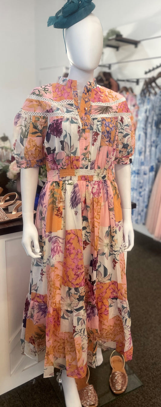 Floral Patchwork Midi Dress