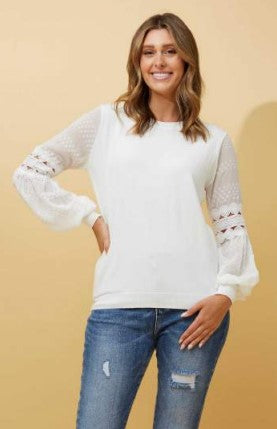 Georgette Balloon Sleeve Knit Top